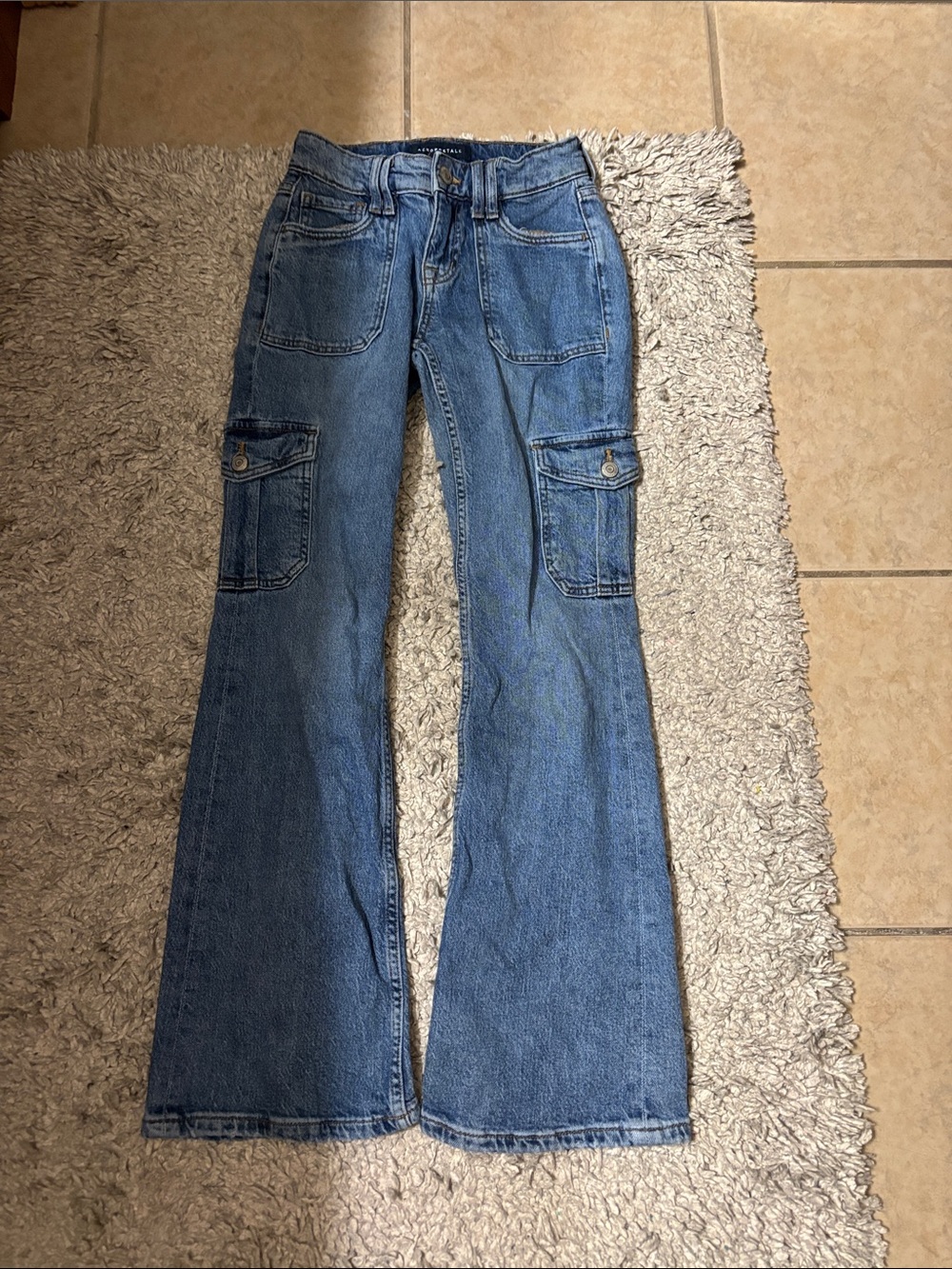 Aeropostale Blue Cargo Flare Jeans